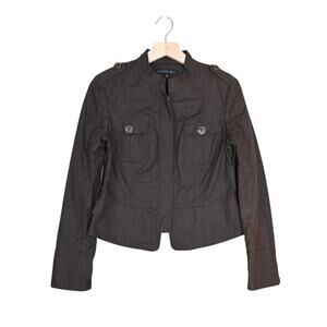 Lafayette 148 New York Womens 4 Dark Brown Zip Front Blazer Jacket